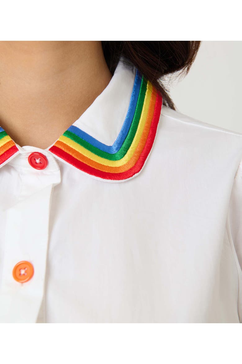 1940s Collared Blouse, Alternate, color, White W/Rainbow Details