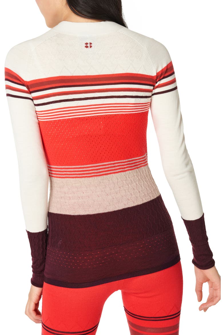 Merino Base Layer Mock Neck Sweater, Alternate, color, PENTAS RED MULTI