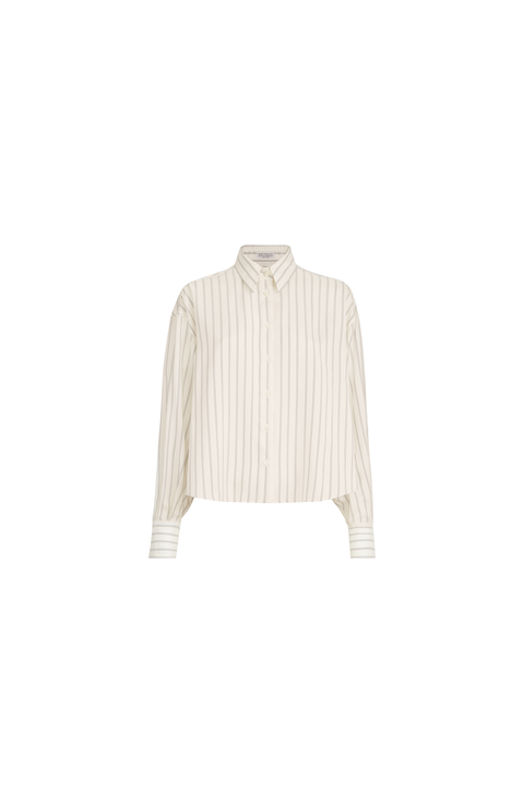 Striped silk poplin shirt with monili
