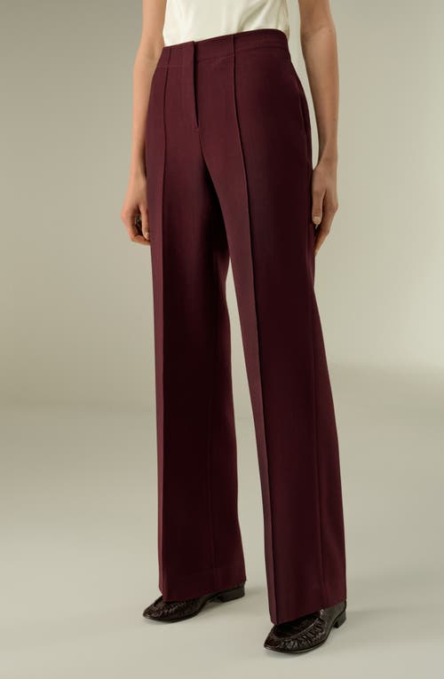 Lilysilk Silk-wool Twill Flare Pants In Burgundy