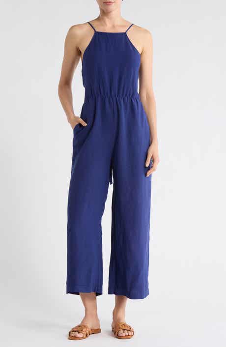 matty m. Linen Blend Straight Leg Jumpsuit
