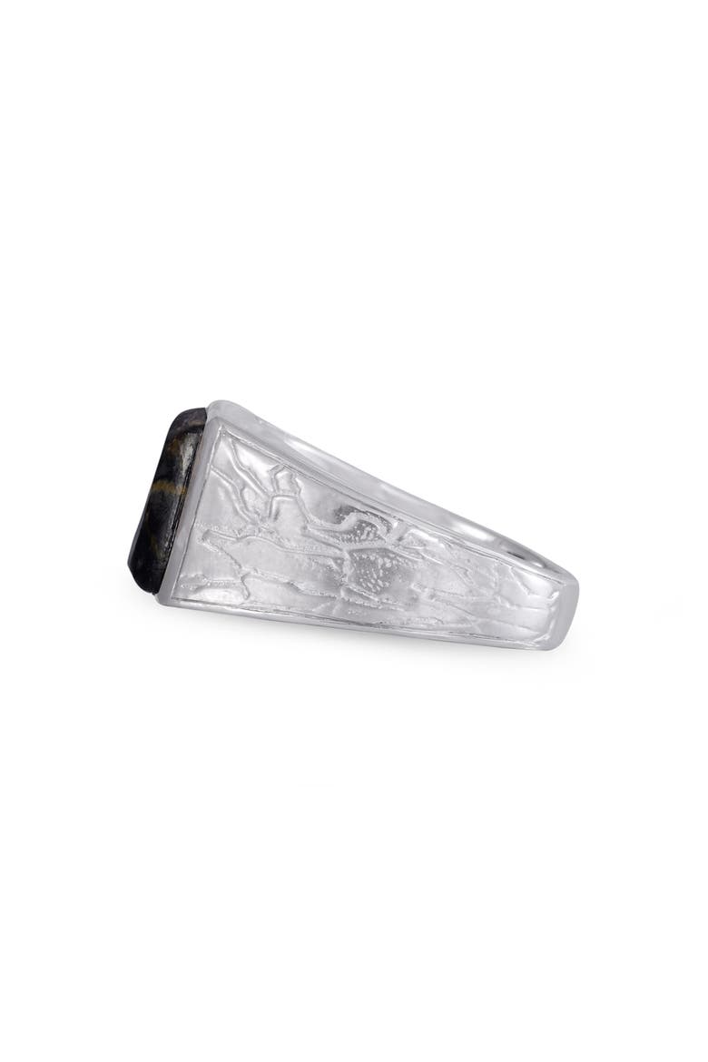 Grey Picture Jasper Sterling Silver Men Signet Ring, Alternate, color, Silver
