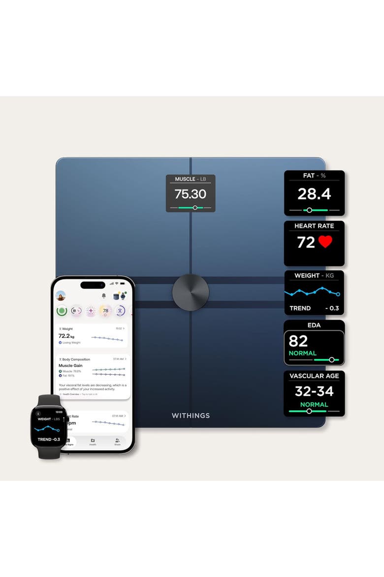 Body Comp - Scale for Body Weight and Complete Body Analysis, Wi-Fi & Bluetooth, Baby Digital Scale, Accurate Visceral Fat, Heart Health, Scales Compatible with Apple, FSA/HSA, Main, color, Black