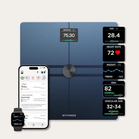 Body Comp - Scale for Body Weight and Complete Body Analysis, Wi-Fi & Bluetooth, Baby Digital Scale, Accurate Visceral Fat, Heart Health, Scales Compatible with Apple, FSA/HSA