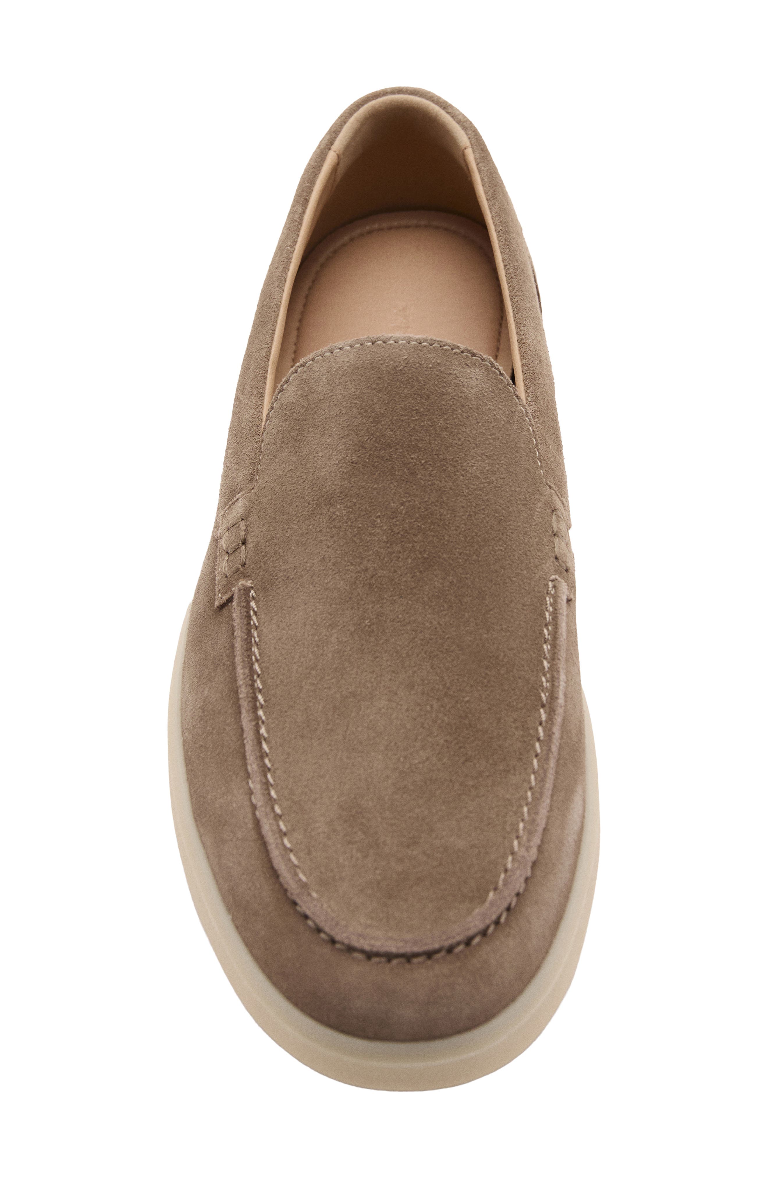 Suede Moc Toe Loafer, Alternate, color, LIGHT/ PASTEL BROWN