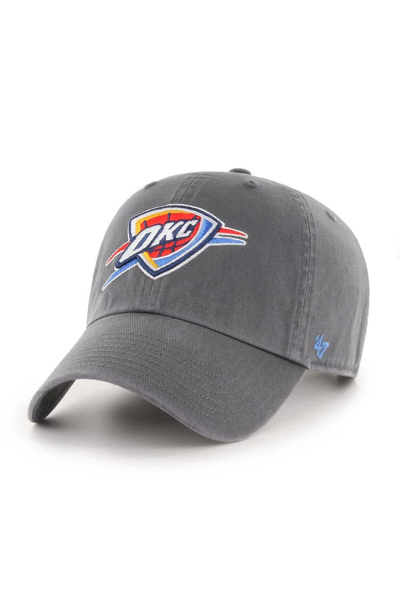 '47 Men's '47 Charcoal Oklahoma City Thunder Core Clean Up Adjustable Hat, Main, color,