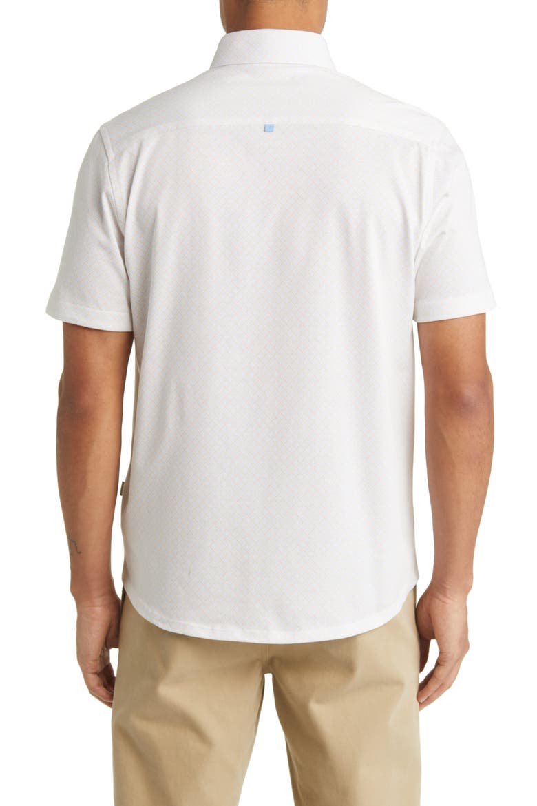 DRY TOUCH® Performance Geometric Print Short Sleeve Button-Up Shirt, Alternate, color, WHITE