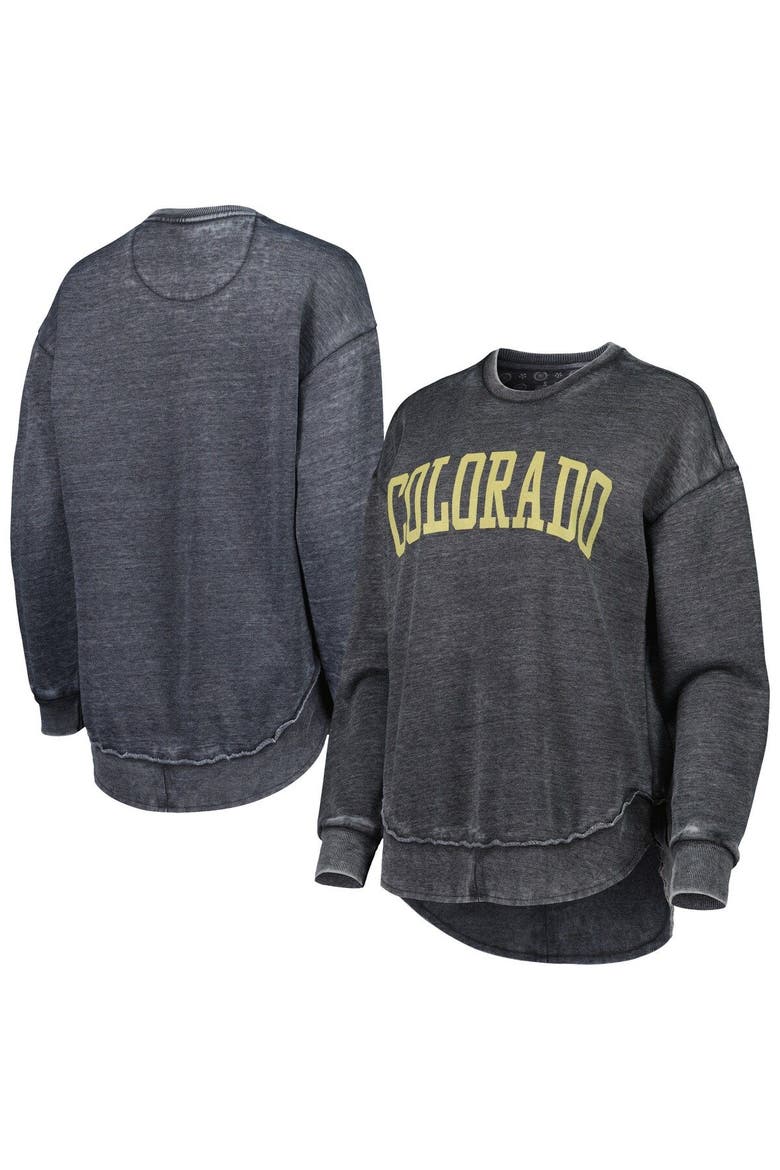 Women's Pressbox Black Colorado Buffaloes Vintage Wash Pullover Sweatshirt, Alternate, color, Black