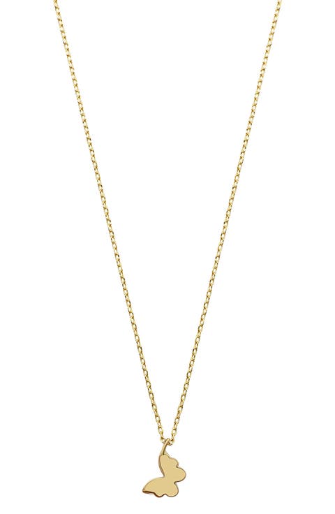 14K Gold Mini Butterfly Pendant Necklace