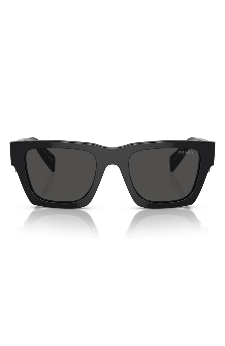 Prada 50mm Pillow Sunglasses, Main, color, Black
