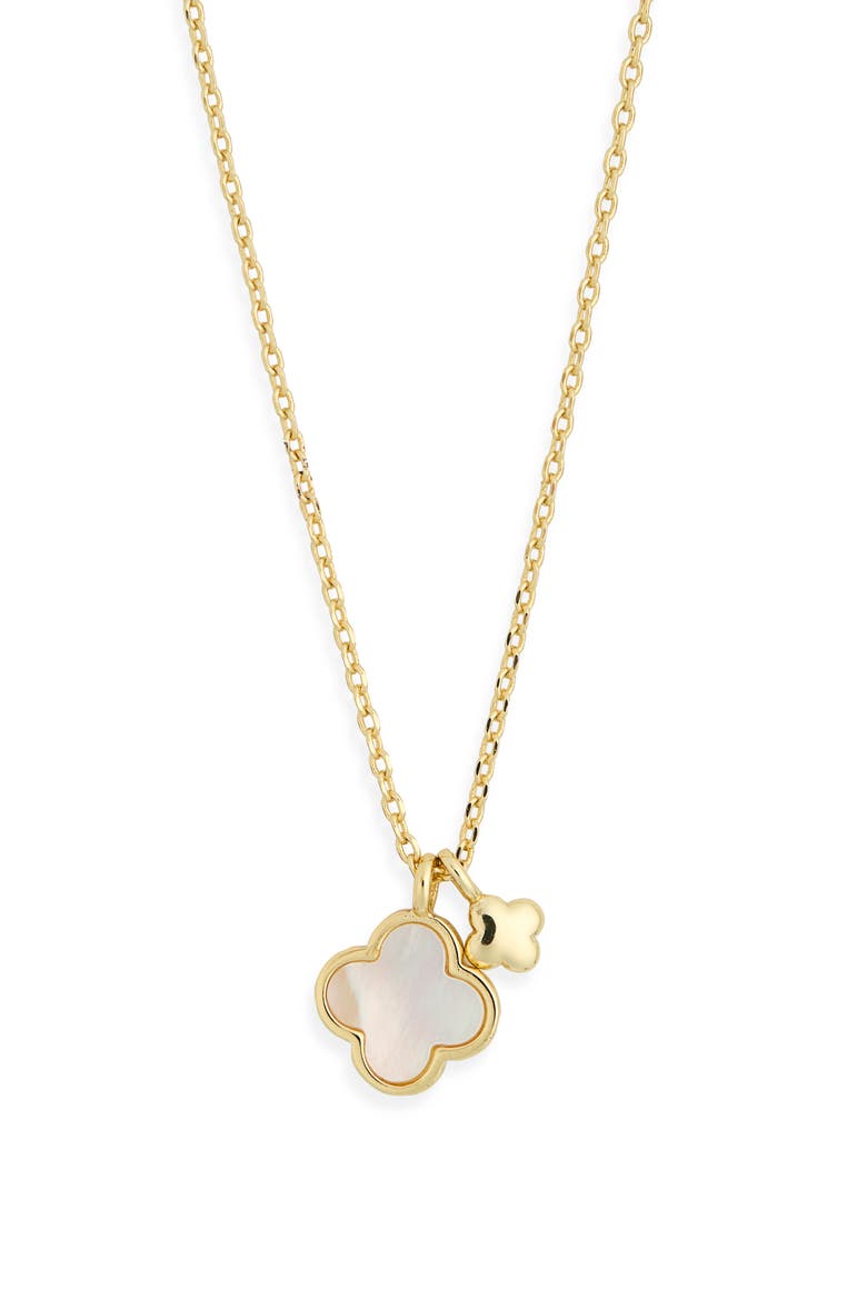 Mother of Pearl Clover Duo Necklace, Alternate, color, GOLD