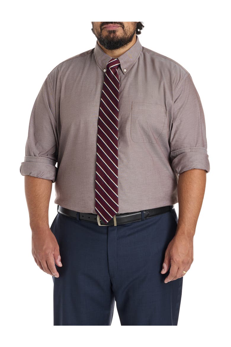 Big & Tall Oxford Dress Shirt, Alternate, color, CHICORY COFFEE