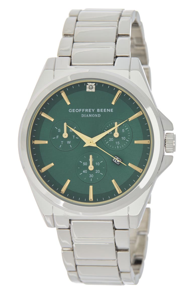 Diamond Bracelet Strap Chronograph Watch, 42mm, Main, color, SILVER