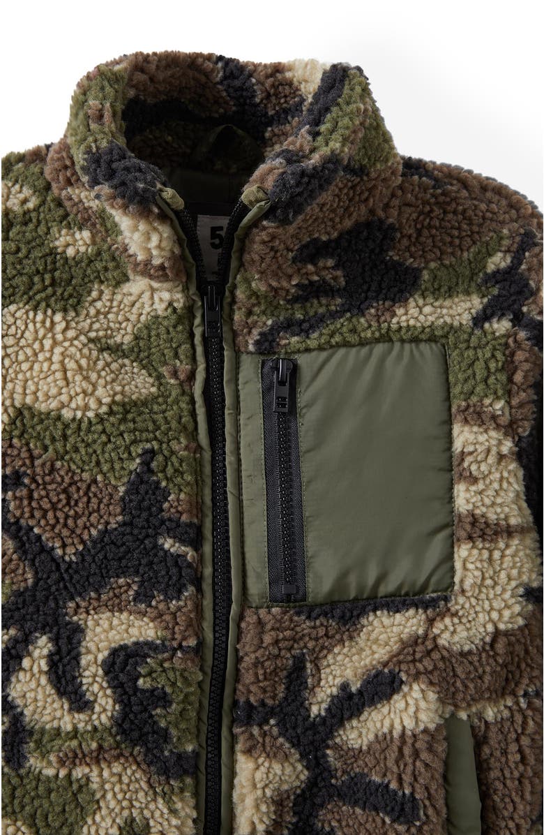 Cotton On Kids Kid's Simon Soft Fleece Jacket, Alternate, color, Camo Khaki Green