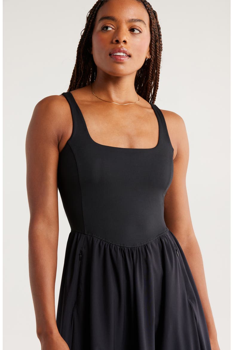 zella effortless hybrid racerback midi dress Zella Effortless Hybrid Racerback Midi Dress In Black - 60% Off