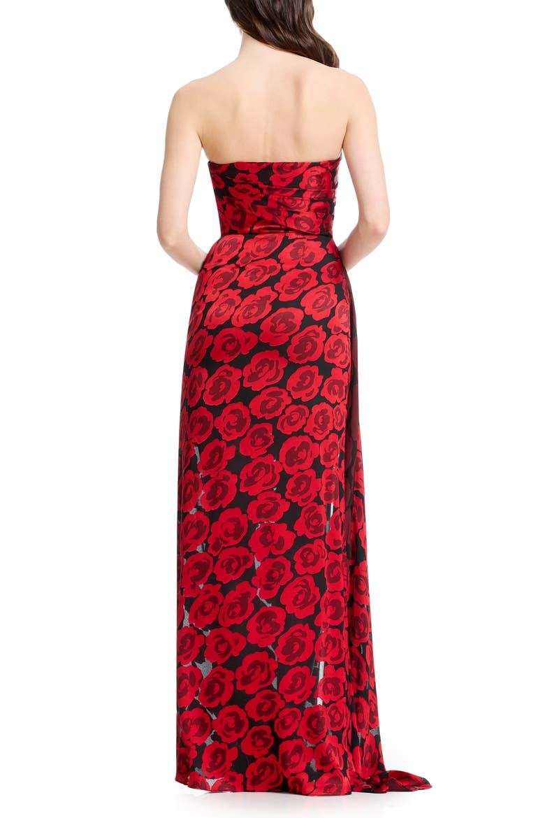 Lulu Floral Strapless Gown, Alternate, color, ROUGE MULTI