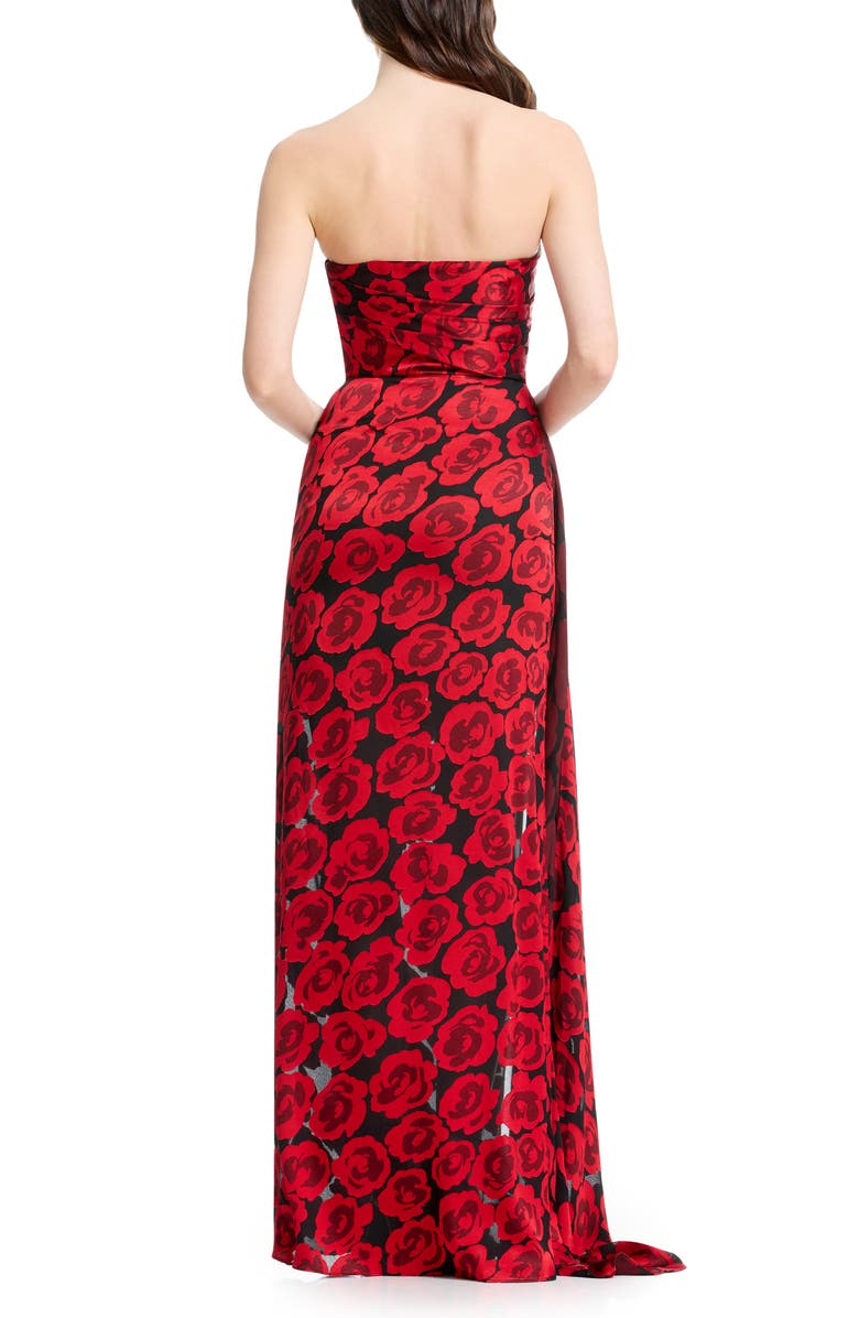 Dress the Population Lulu Floral Strapless Gown, Alternate, color, Rouge Multi