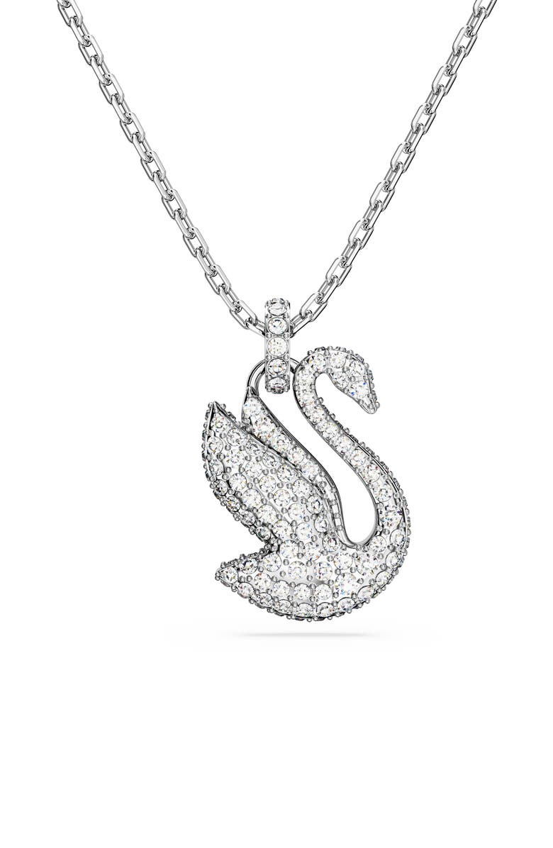 Swarovski Swan Crystal Pendant Necklace, Main, color, White/ Silver