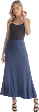 24seven Comfort Apparel Elastic Waist Maxi Skirt