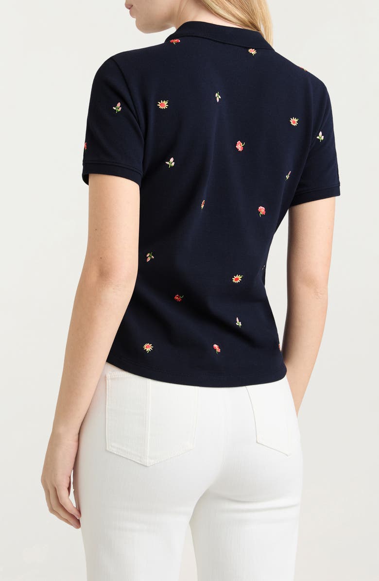 Cinq à Sept Diana Floral Embroidered Polo, Alternate, color, 