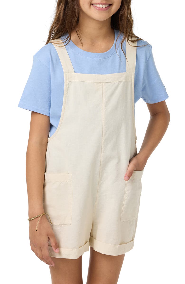 O'Neill Kids' Starlette Cotton & Linen Romper, Alternate, color, Ivory