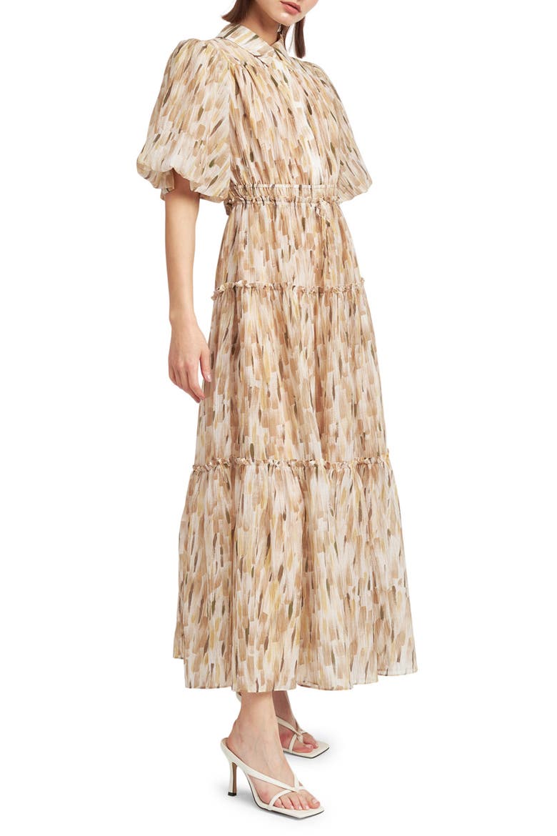 Billie Tiered Dress, Alternate, color, TAUPE MULTI