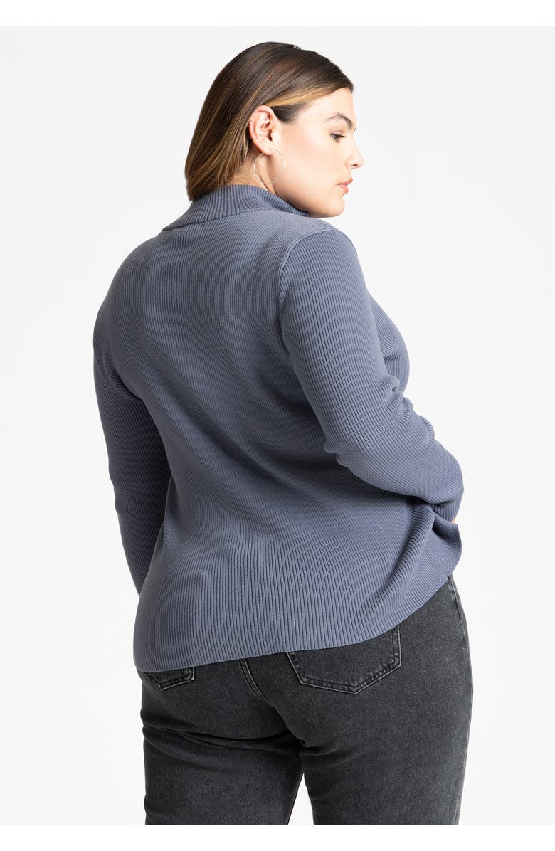 ELOQUII Two Way Zipper Sweater, Alternate, color, Black Onyx