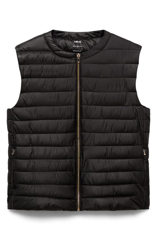 Mango Water Repellent Channel Quilted Vest In Black