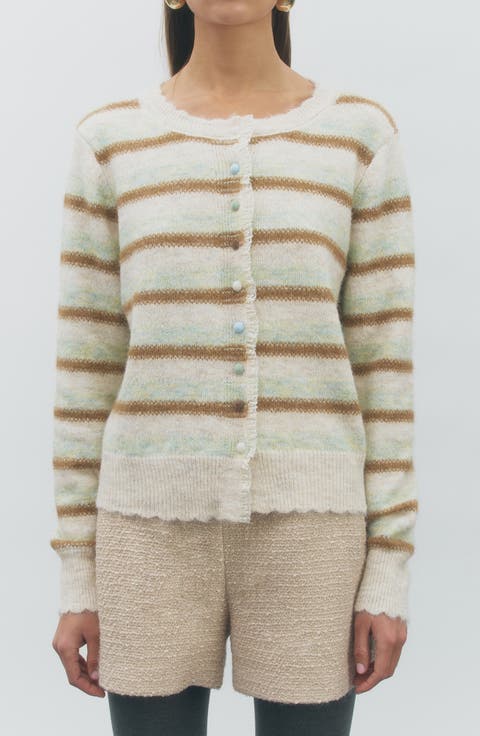 Sage Striped Cardigan
