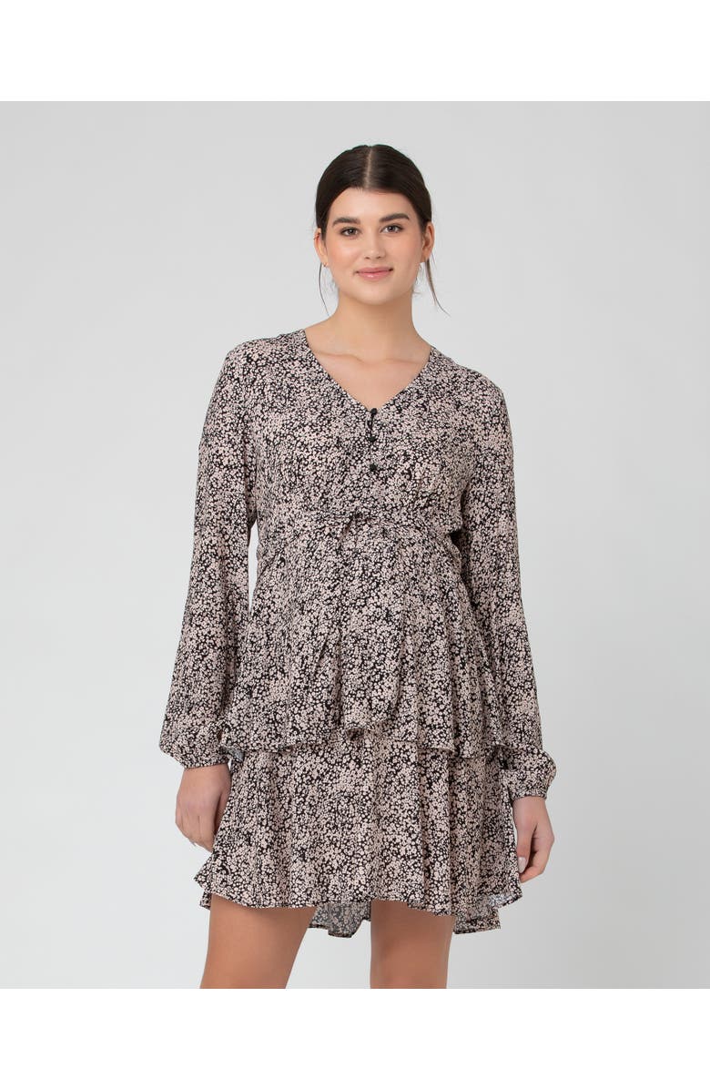 Ripe Maternity Florence Layered Dress, Alternate, color, Black / Dusty Pink