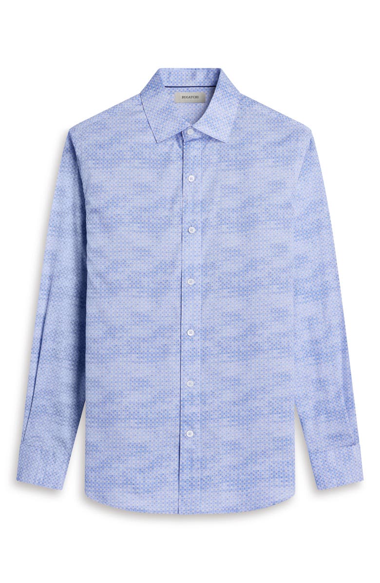 Bugatchi Axel Shaped Fit Mini Check Stretch Cotton Button-Up Shirt, Alternate, color, Air Blue