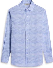 Bugatchi Axel Shaped Fit Mini Check Stretch Cotton Button-Up Shirt