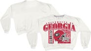 PRESSBOX Women's Pressbox White Georgia Bulldogs Oversized Janice Retro Waist-Length Sweatshirt