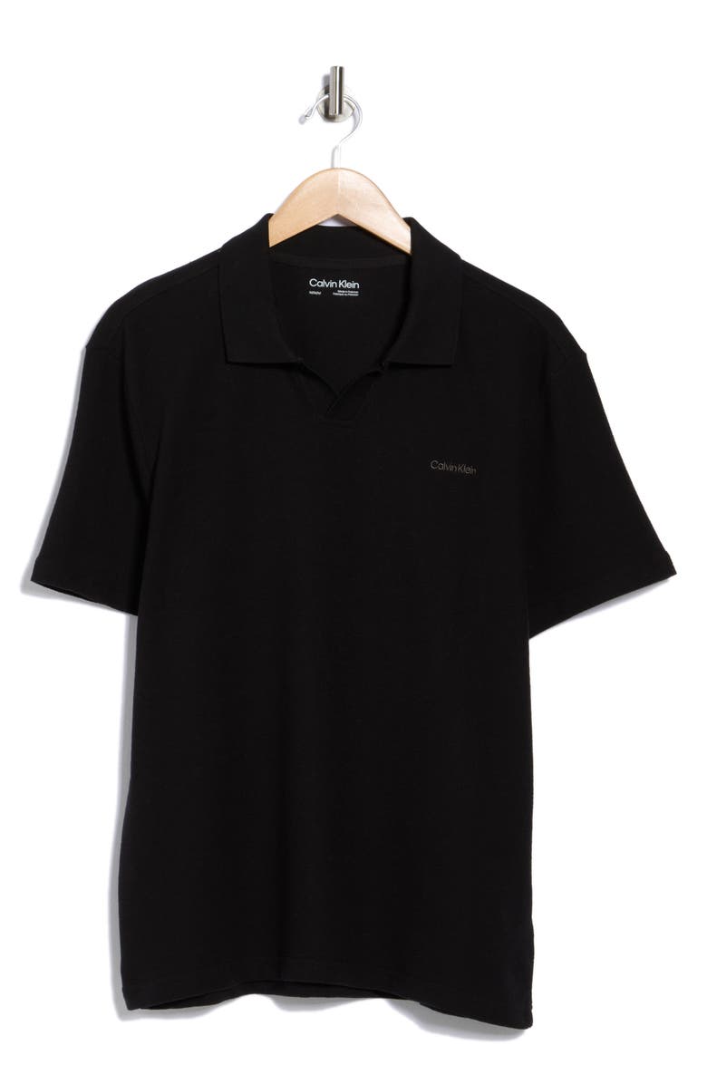 Calvin Klein Johnny Collar Crepe Jersey Polo, Alternate, color, Black