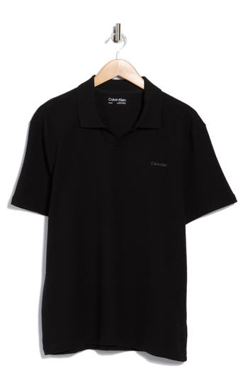 Calvin Klein Johnny Collar Crepe Jersey Polo In Black