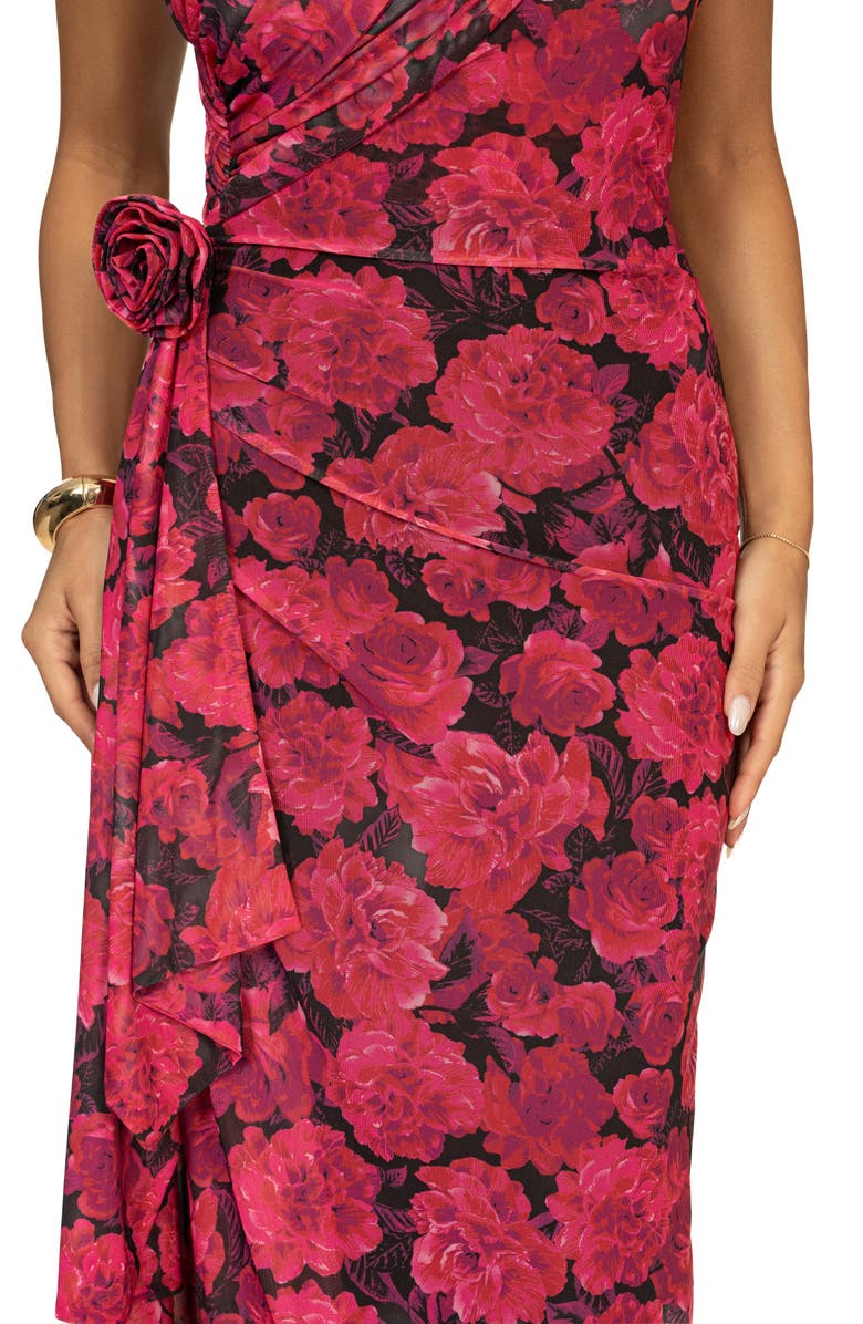 JLUXLABEL Villa Rosa One-Shoulder Stretch Mesh Dress, Alternate, color,