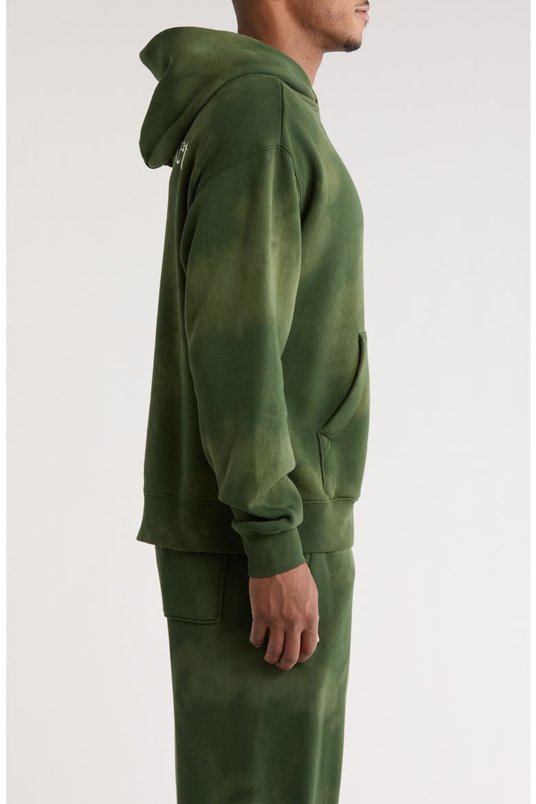 Wordmark Tie Dye Cotton Hoodie, Alternate, color, FOREST