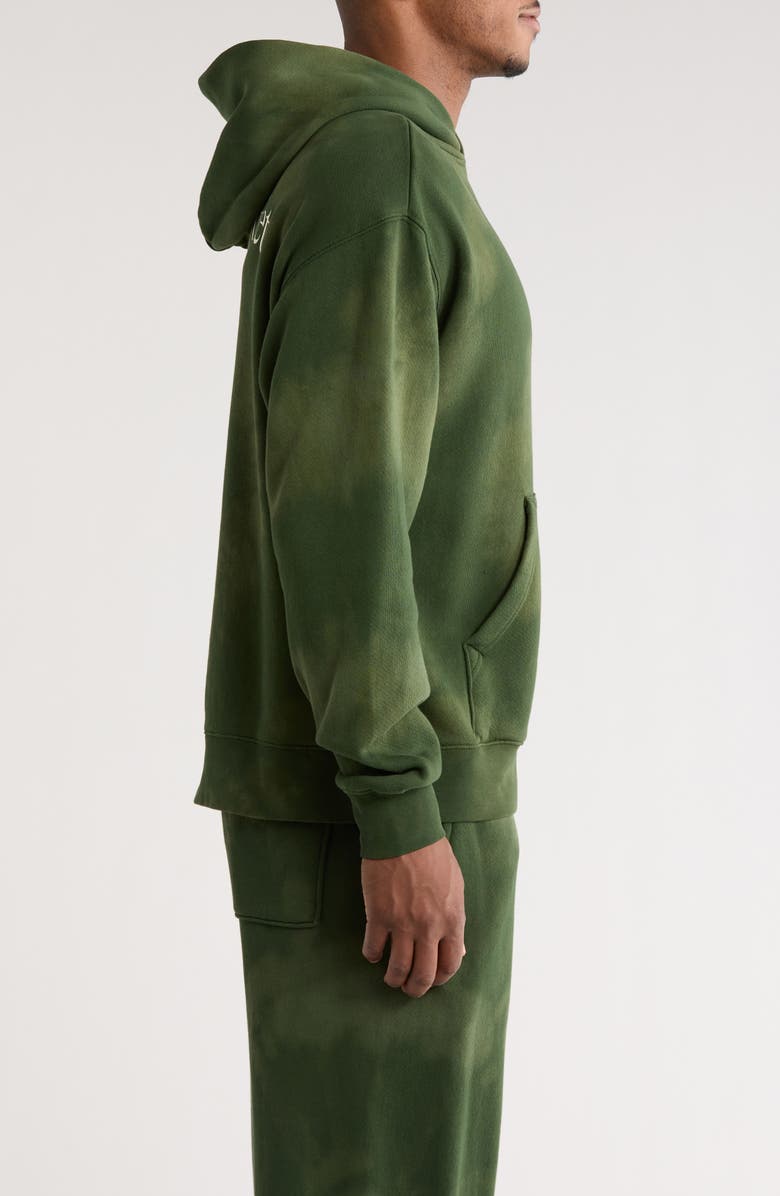 Museum of Peace & Quiet Wordmark Tie Dye Cotton Hoodie, Alternate, color, Forest