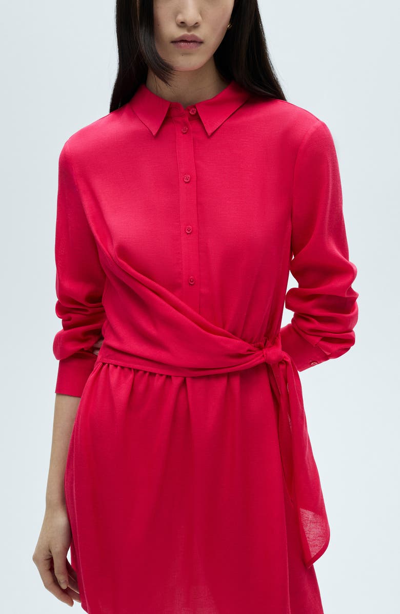 MANGO Long Sleeve Shirtdress, Alternate, color, Red