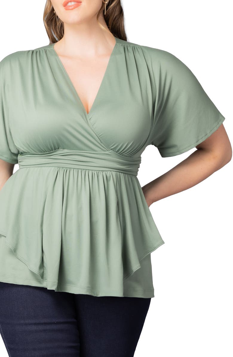 Kiyonna Promenade Top, Alternate, color, Sage