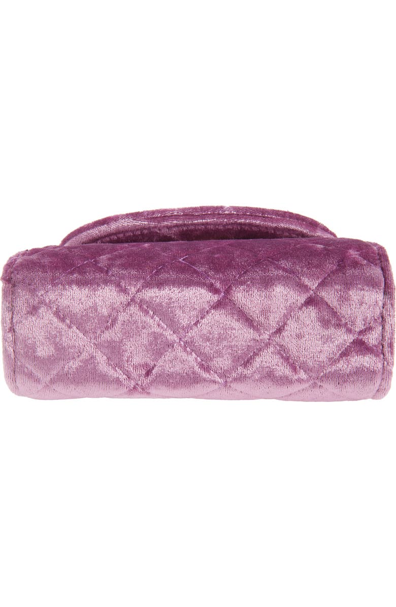 Piper & Jax Kids' Faux Pearl Bow Quilted Velvet Handbag, Alternate, color, Purple