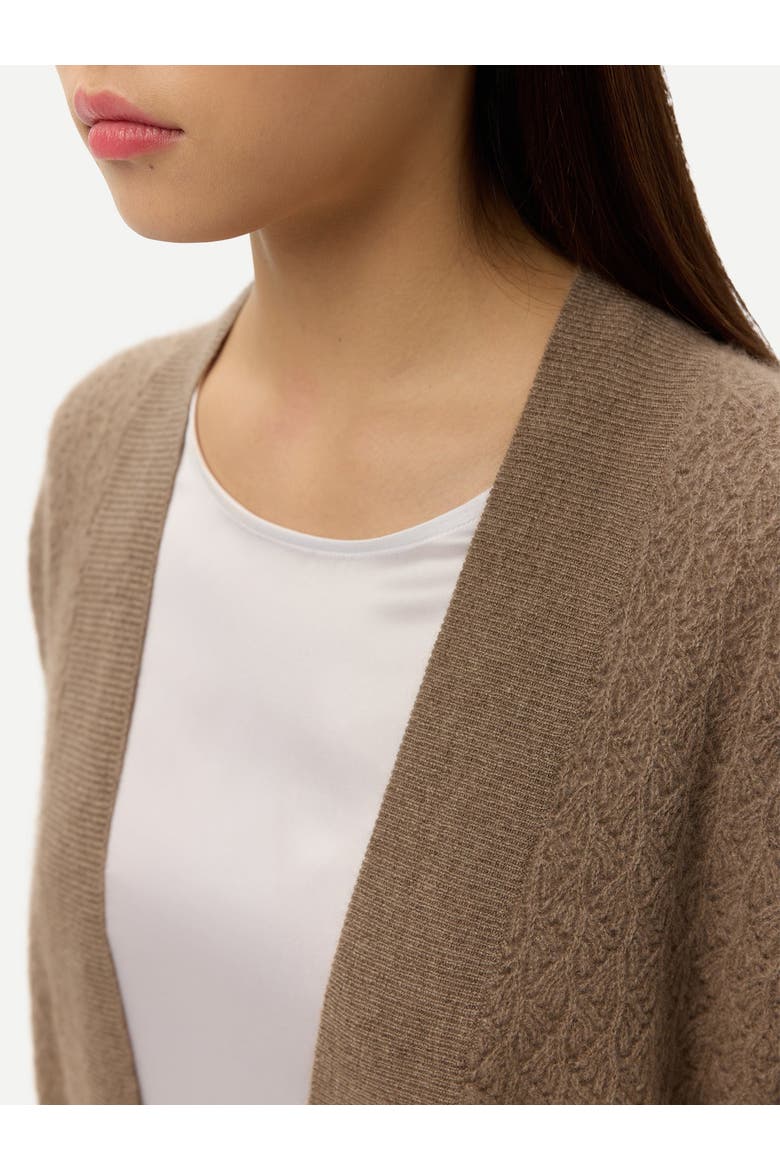 Ajour Knit Open front Cardigan, Alternate, color, taupe