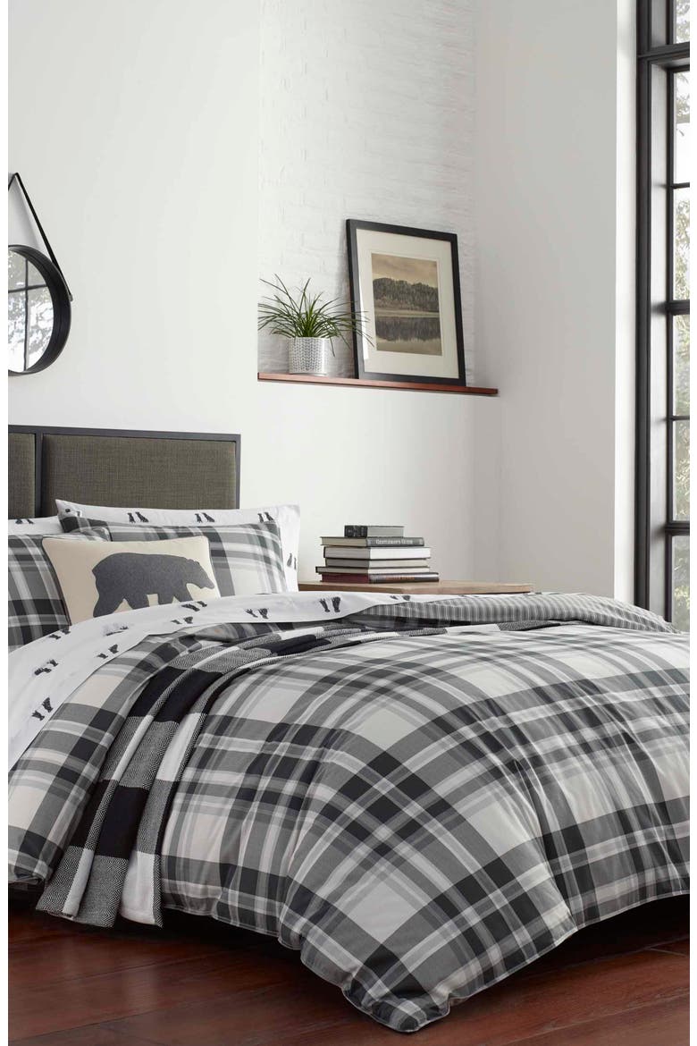 Coal Creek Plaid Twin Comforter & Sham Set, Main, color, CHARCOAL