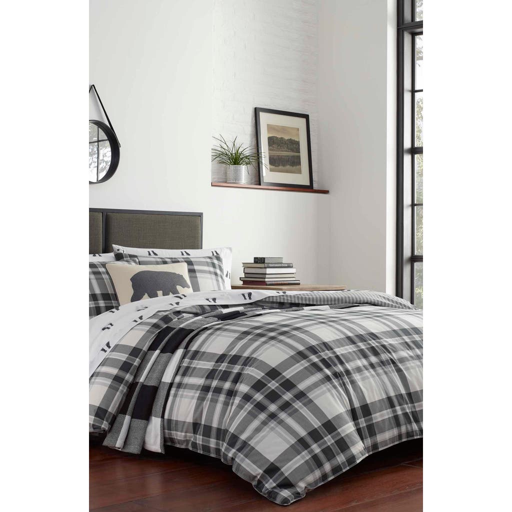 Eddie Bauer Coal Creek Plaid Twin Comforter & Sham Set In Charcoal