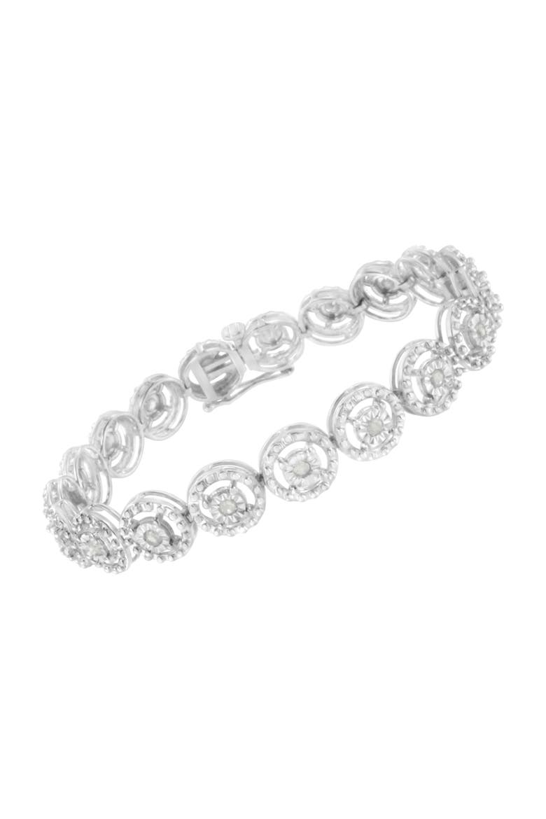 Silver 1.0 Cttw Diamond Nested Circle Miracle Set Open Wheel Link Bracelet, Alternate, color, White