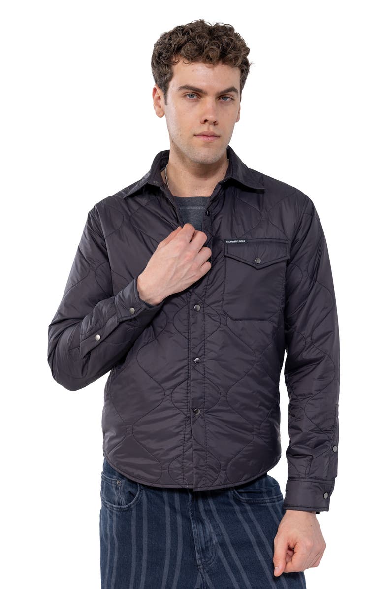 Members Only Quilted Shirt Jacket, Main, color, Black