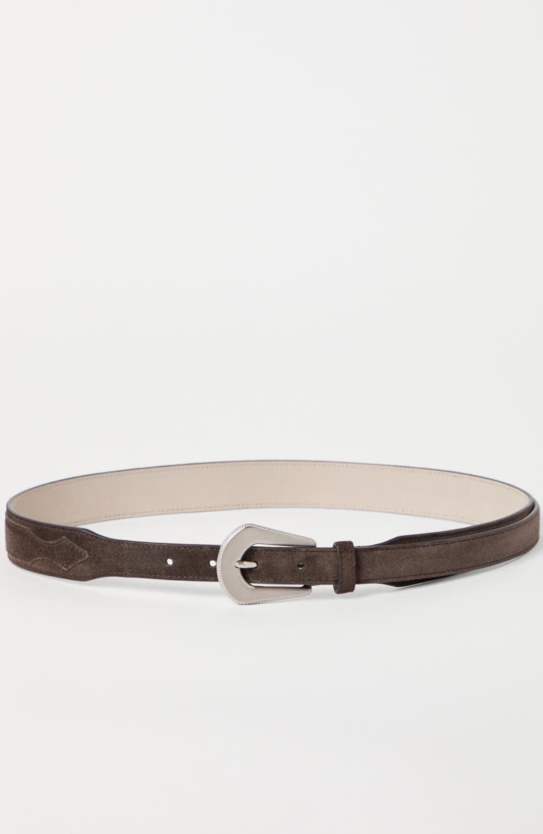 Brunello Cucinelli Suede belt, Alternate, color, Rust Brown