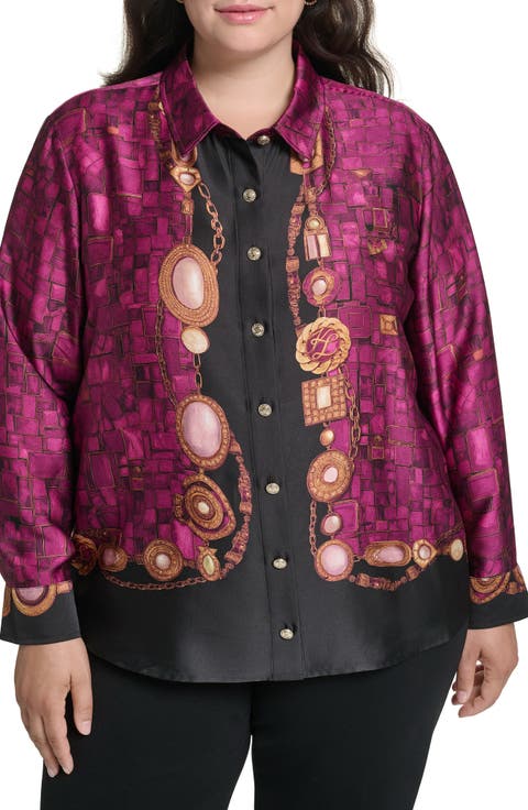 Printed Long Sleeve Button Front Shirt