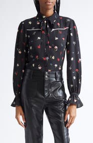 Cinq à Sept Kelela Print Tie Neck Shirt