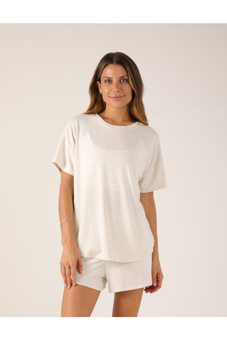 Lazy Haven Tee, Main, color, Oatmilk/White Stripe